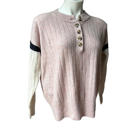 Madewell Striped Bowden Henley Sweater in Coziest Yarn, Sz XS - Picture 7 of 14